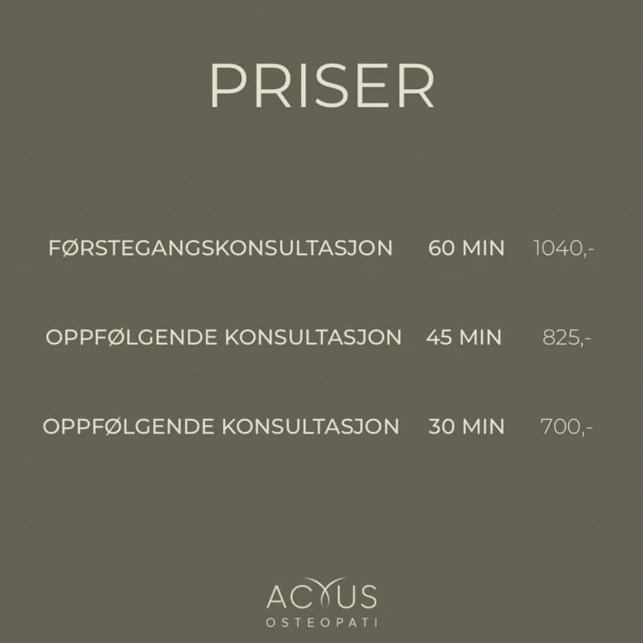 Innlegg fra @actusosteopati på Instagram – våre priser
